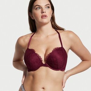 Very Sexy Front Close Lace Shine Strap Push-Up Bra